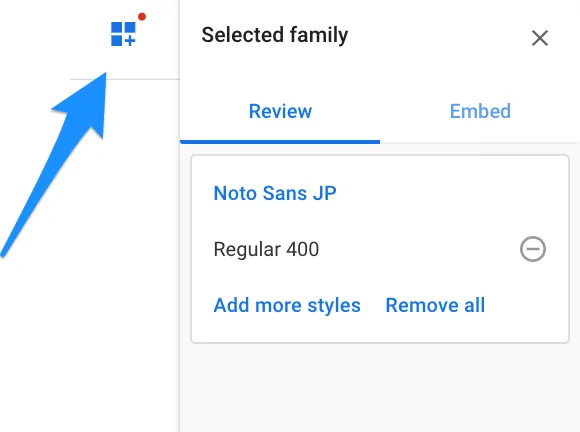 Google fonts 選択したフォントを表示する